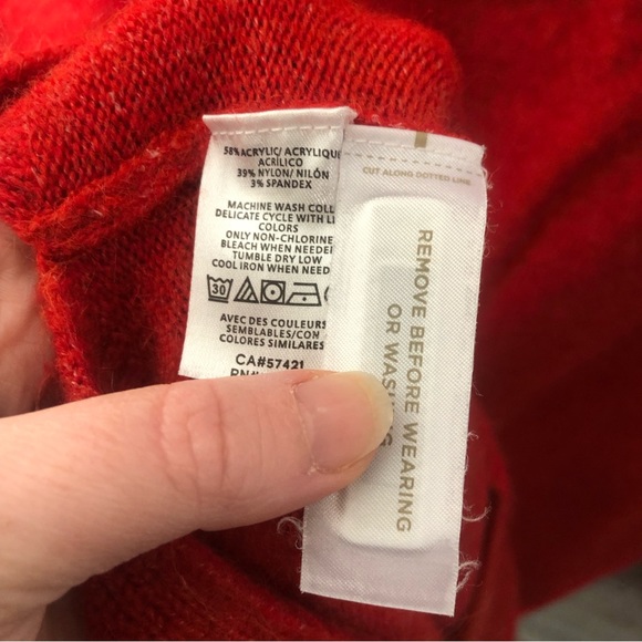 Ann Taylor Loft petite coral orange cowl neck turtleneck sweater - Picture 3 of 4